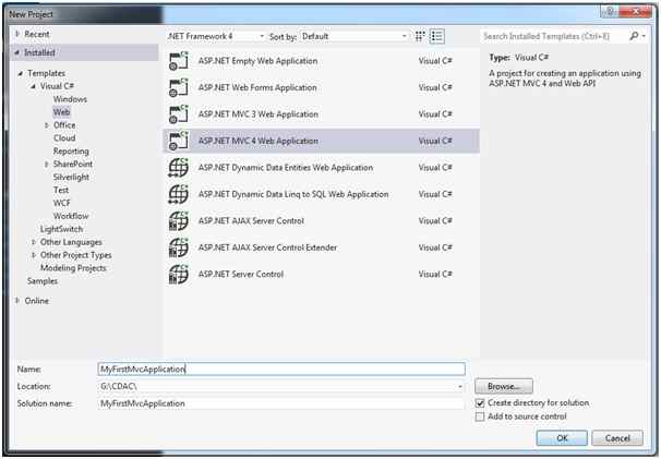 Create a New MVC 4 Project